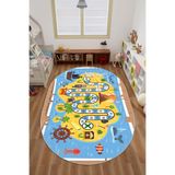 Napolihome Dijital Baskılı Korsan Yol Desenli Yıkanabilir Kaymaz Taban Oval Çocuk Odası Halısı,Sarı 100 X 200