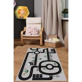 Napolihome Dijital Baskılı Otomobil Yol Desenli Yıkanabilir Kaymaz Taban Çocuk Odası Halısı,Gri 80 X 200