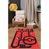 Napolihome Dijital Baskılı Otomobil Yol Desenli Yıkanabilir Kaymaz Taban Çocuk Odası Halısı,Kırmızı 100 X 250