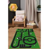 Napolihome Dijital Baskılı Otomobil Yol Desenli Yıkanabilir Kaymaz Taban Çocuk Odası Halısı,Yeşil 40 X 60