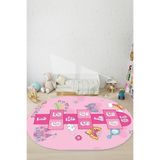 Napolihome Dijital Baskılı Seksekli Kelebek Model Yıkanabilir Kaymaz Oval Çocuk Odası Halısı,Pembe 80 X 300