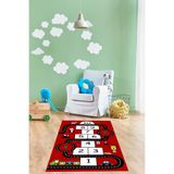 Napolihome Dijital Baskılı Seksekli Yol Desenli Yıkanabilir Kaymaz Taban Çocuk Odası Halısı,Kırmızı 80 X 200