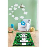 Napolihome Dijital Baskılı Seksekli Yol Desenli Yıkanabilir Kaymaz Taban Çocuk Odası Halısı,Yeşil 80 X 200