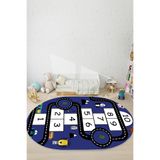 Napolihome Dijital Baskılı Seksekli Yol Desenli Yıkanabilir Kaymaz Taban Oval Çocuk Odası Halısı,Lacivert 80 X 150