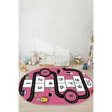 Napolihome Dijital Baskılı Seksekli Yol Desenli Yıkanabilir Kaymaz Taban Oval Çocuk Odası Halısı,Pembe 60 X 150