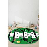 Napolihome Dijital Baskılı Seksekli Yol Desenli Yıkanabilir Kaymaz Taban Oval Çocuk Odası Halısı,Yeşil 80 X 200