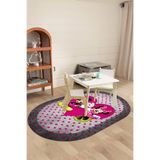 Napolihome Dijital Baskılı Sevgili Fare Figürlü Yıkanabilir Kaymaz Taban Oval Çocuk Odası Halısı,Pembe 160 X 250