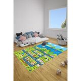 Napolihome Dijital Baskılı Trafik Yol Desenli Yıkanabilir Kaymaz Taban Çocuk Odası Halısı,Yeşil 40 X 60