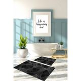Napolihome Dijital Baskılı Yıkanabilir Geometrik Desenli Banyo Paspası Klozet Takımı,Gri 60 X 100
