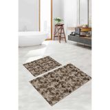 Napolihome Dijital Baskılı Yıkanabilir Kaymaz Taban Akrilik Desenli Banyo Paspası Klozet Takımı,Kahverengi 60 X 100