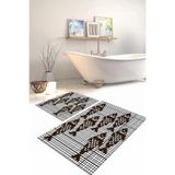 Napolihome Dijital Baskılı Yıkanabilir Kaymaz Taban Balık Modelli Banyo Paspası Klozet Takımı,Kahverengi 60 X 100