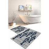 Napolihome Dijital Baskılı Yıkanabilir Kaymaz Taban Balık Modelli Banyo Paspası Klozet Takımı,Lacivert 60 X 100