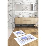Napolihome Dijital Baskılı Yıkanabilir Kaymaz Taban Gül Motifli Banyo Paspası Klozet Takımı,Mor 60 X 100