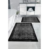Napolihome Dijital Baskılı Yıkanabilir Kaymaz Taban Klasik Model Banyo Paspası Klozet Takımı,Gri 60 X 100 KLOZET-94
