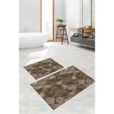Napolihome Dijital Baskılı Yıkanabilir Kaymaz Taban Kupa Desenli Banyo Paspası Klozet Takımı,Kahverengi 60 X 100