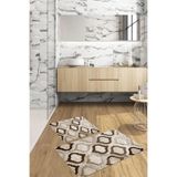 Napolihome Dijital Baskılı Yıkanabilir Kaymaz Taban Kupa Modelli Banyo Paspası Klozet Takımı,Kahverengi 60 X 100