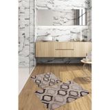 Napolihome Dijital Baskılı Yıkanabilir Kaymaz Taban Kupa Modelli Banyo Paspası Klozet Takımı,Vizon 60 X 100