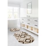 Napolihome Dijital Baskılı Yıkanabilir Kaymaz Taban Kupa Modelli Oval Banyo Paspası Klozet Takımı,Kahverengi 60 X 100