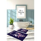 Napolihome Dijital Baskılı Yıkanabilir Kaymaz Taban Kuş Tüyü Desenli Banyo Paspası Klozet Takımı,Mor 60 X 100