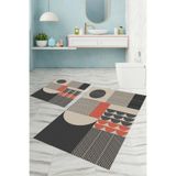 Napolihome Dijital Baskılı Yıkanabilir Kaymaz Taban Modern Desen Banyo Paspası Klozet Takımı,Gri 60 X 100