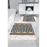 Napolihome Dijital Baskılı Yıkanabilir Kaymaz Taban Sade Modern Banyo Paspası Klozet Takımı,Gold 60 X 100