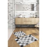 Napolihome Dijital Baskılı Yıkanabilir Kaymaz Taban Sade Modern Banyo Paspası Klozet Takımı,Gri 60 X 100 KLOZET-75