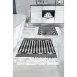 Napolihome Dijital Baskılı Yıkanabilir Kaymaz Taban Sade Modern Banyo Paspası Klozet Takımı,Gri 60 X 100 KLOZET-96