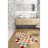 Napolihome Dijital Baskılı Yıkanabilir Kaymaz Taban Sade Modern Banyo Paspası Klozet Takımı,Renkli 60 X 100