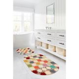 Napolihome Dijital Baskılı Yıkanabilir Kaymaz Taban Sade Modern Oval Banyo Paspası Klozet Takımı,Renkli 60 X 100