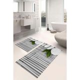 Napolihome Dijital Baskılı Yıkanabilir Kaymaz Taban Taş Desenli Banyo Paspası Klozet Takımı,Gri 60 X 100