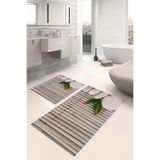 Napolihome Dijital Baskılı Yıkanabilir Kaymaz Taban Taş Desenli Banyo Paspası Klozet Takımı,Vizon 60 X 100