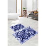 Napolihome Dijital Baskılı Yıkanabilir Kaymaz Taban Yaprak Motifli Banyo Paspası Klozet Takımı,Lacivert 60 X 100
