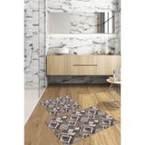 Napolihome Dijital Baskılı Yıkanabilir Klasik Çiçek Desenli Banyo Paspası Klozet Takımı,Vizon 60 X 100