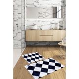 Napolihome Dijital Baskılı Yıkanabilir Mermer Zemin Desenli Banyo Paspası Klozet Takımı,Lacivert 60 X 100