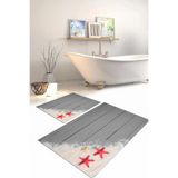 Napolihome Dijital Baskılı Yıkanabilir Modern Deniz Yıldızı Banyo Paspası Klozet Takımı,Gri 60 X 100