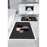 Napolihome Dijital Baskılı Yıkanabilir Modern Kaktüs Modelli Banyo Paspası Klozet Takımı,Antrasit 60 X 100