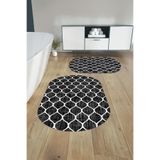 Napolihome Dijital Baskılı Yıkanabilir Sade Kupa Desenli Oval Banyo Paspası Klozet Takımı,Gri 60 X 100