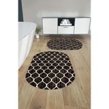 Napolihome Dijital Baskılı Yıkanabilir Sade Kupa Desenli Oval Banyo Paspası Klozet Takımı,Kahverengi 60 X 100