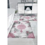 Napolihome Dijital Baskılı Yıkanabilir Sade Vektörel Desenli Banyo Paspası Klozet Takımı,Pembe 60 X 100