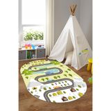 Napolihome Dijital Baskılı Yol Figürlü Yıkanabilir Kaymaz Taban Oval Çocuk Odası Halısı,Çok Renkli 80 X 250