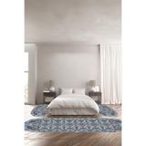 Napolihome Dijital Kaymaz Taban Yıkanabilir Klasik Çerçeve Model Oval Üçlü Yatak Odası,Mavi 100 X 100