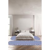 Napolihome Dijital Kaymaz Taban Yıkanabilir Klasik Sade Model Oval Üçlü Yatak Odası Takımı,Mavi 100 X 100