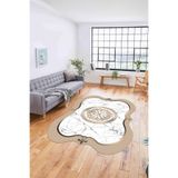 Napolihome Dijital Lazer Kesim Göbek Motifli Yıkanabilir Kaymaz Taban Yolluk Mutfak Salon Halısı,Bej 80 X 250