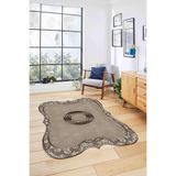 Napolihome Dijital Lazer Kesim Göbek Motifli Yıkanabilir Kaymaz Taban Yolluk Mutfak Salon Halısı,Kahverengi 40 X 60