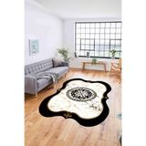 Napolihome Dijital Lazer Kesim Göbek Motifli Yıkanabilir Kaymaz Taban Yolluk Mutfak Salon Halısı,Siyah 160 X 230