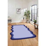 Napolihome Dijital Lazer Kesim Kenar Çizgili Yıkanabilir Kaymaz Taban Yolluk Mutfak Salon Halısı,Mavi 100 X 150