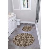 Napolihome Dijital Yıkanabilir Kaymaz Taban Akrilik Desenli Yuvarlak Banyo Paspası Klozet Takımı,Kahverengi 100 X 100
