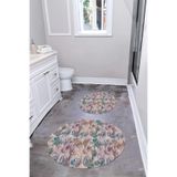 Napolihome Dijital Yıkanabilir Kaymaz Taban Akrilik Desenli Yuvarlak Banyo Paspası Klozet Takımı,Renkli 100 X 100