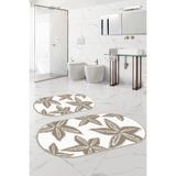 Napolihome Dijital Yıkanabilir Kaymaz Taban Deniz Yıldızı Oval Banyo Paspası Klozet Takımı,Bej 60 X 100
