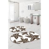 Napolihome Dijital Yıkanabilir Kaymaz Taban Deniz Yıldızı Oval Banyo Paspası Klozet Takımı,Kahverengi 60 X 100
